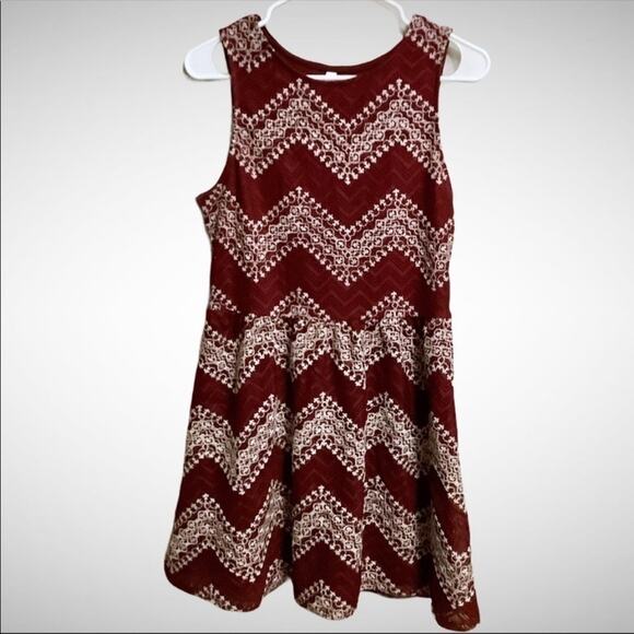 Xhileration Juniors Teens Red White Soft Zig Zag Dress Size Large - Picture 2 of 10